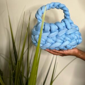 Chunky Knit Blue Handbag